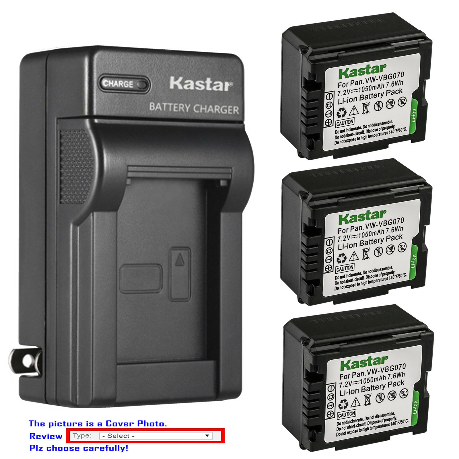 Kastar VW-VBG070 Battery Wall Charger for Panasonic SDR-H40P SDR-H41 SDR-H48GK