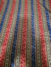 7 Yards Richloom Fabric Stripe Drapery Upholstery 52" Polyester Red Blue