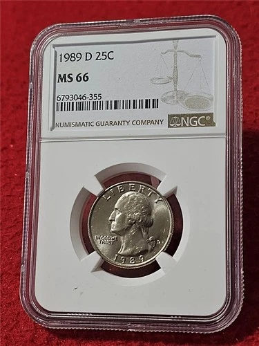 1989-D WASHINGTON QUARTER   NGC MS 66  UNCIRCULATED                     #T0036