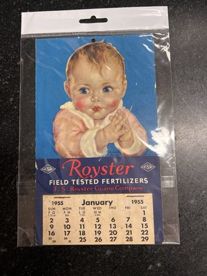 Vintage 1955 Royster Field Tested Fertilizers Paper Baby Calender Complete