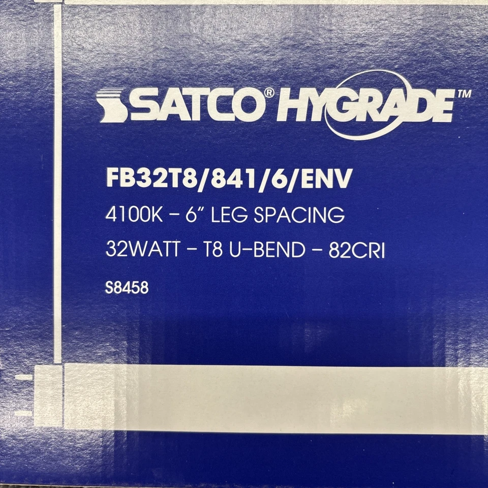 Satco Hygrade T8 U-Bend Fluorescent Lamp FB32T8/841/6/ENV 4100K 6" 32W S8458 - Image 2 of 2