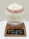 Barry Bonds Signed Autographed Rawlings ONL Baseball JSA w/3 Time N.L. MVP Stand