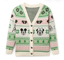 NWT Disney Women's Holiday Cardigan Sweater Mickey Minnie Mouse Friends
