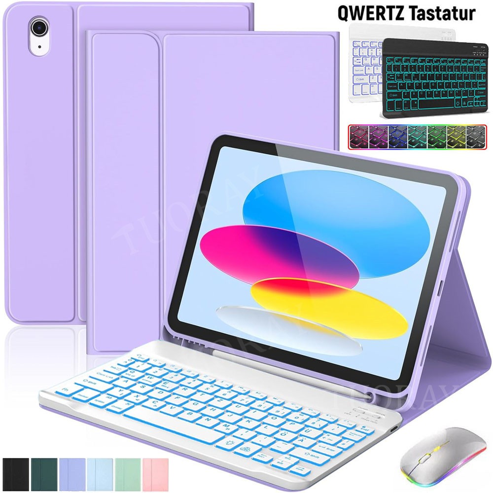 Hülle mit Beleuchtete QWERTZ Tastatur Für iPad 11 10 9 8 7 Gen Air 6 5 4 Pro 11