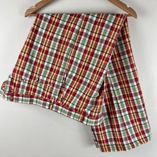 WILD VTG 70s Custom red white green plaid cotton flat front wide pants 40 x 29