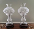 Rare Vintage Waterford Crystal Alana Inishmaan Hurricane Lamps 18-5/8"