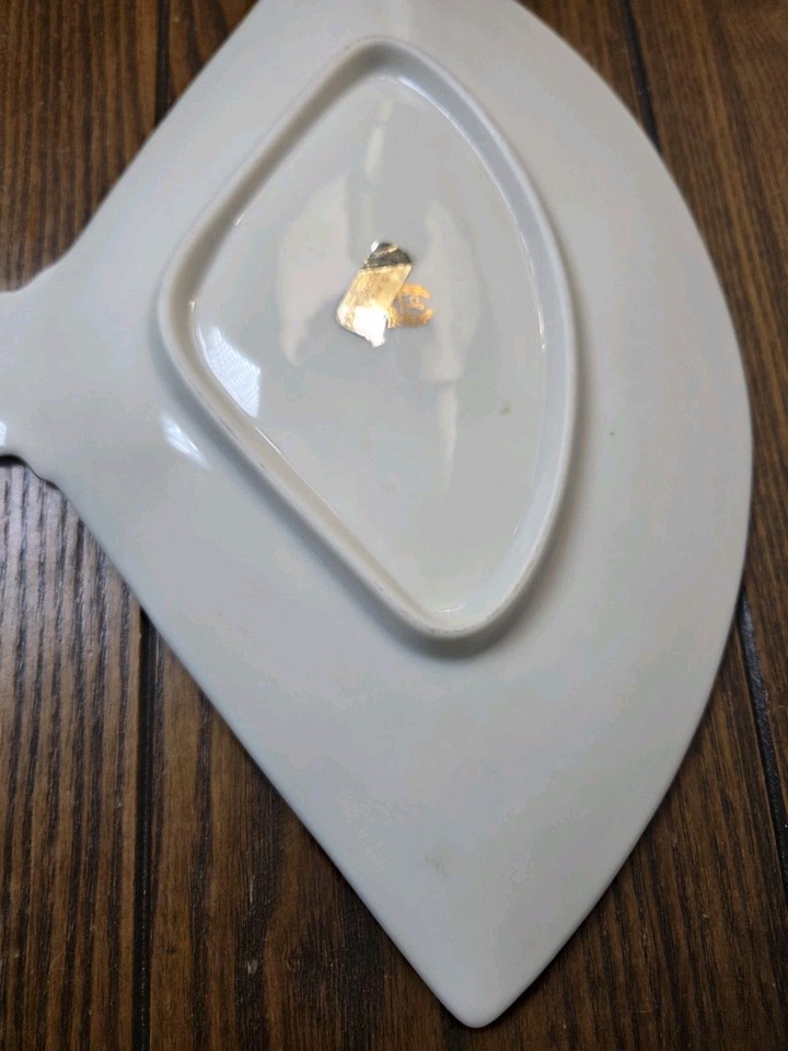 Lenox Empress Fan Shaped Tray Candy Dish Ivory & 24K Gold Trim Ornately ...