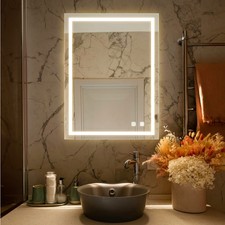 LED Light Bathroom Wall Vanity Mirror with Anti-Fog Dimmable Rectangle Mirrors