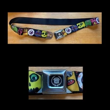Vtg Belt BUCKLE DOWN Cadillac MONSTERS Seatbelt Buckle Adult Adjustable USA Made