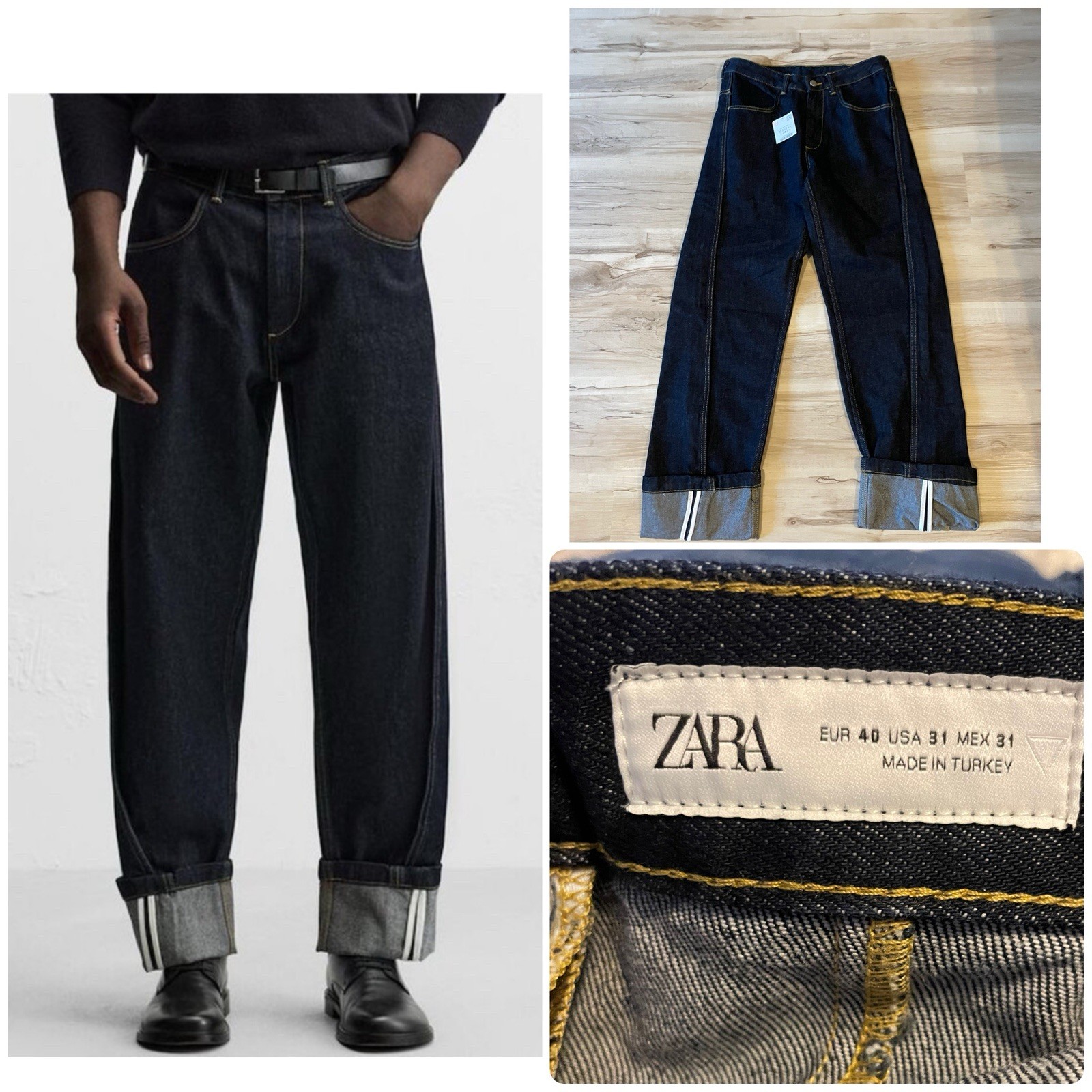 Men&rsquo;s Size 31 Dark Wash 100% Cotton Cuffed
