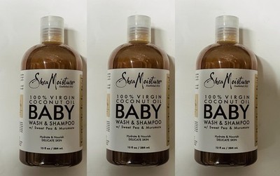 3 x Shea Feuchtigkeit 100 % natives Kokosöl Babywäsche und Shampoo 13 Unzen