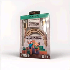Minecraft Powertek USB-A to Lightning 6ft Steve Charger Cord Fast MFi-Certified