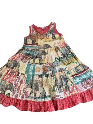 Baby Blue By Cool Blue Maui Hawai i Mosaic Elephant Tank Top Dress Girls Size 7
