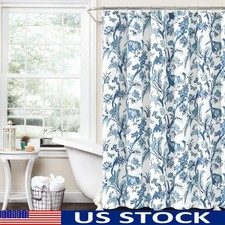 Peacock Floral Shower Curtain Unique Leaves Bold Design Waterproof Washable New