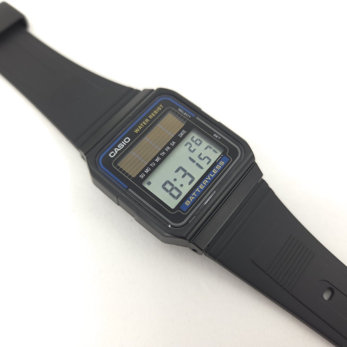 NOS CASIO FB-52W BATTERYLESS SOLAR WR VINTAGE DIGITAL WATCH JAPAN