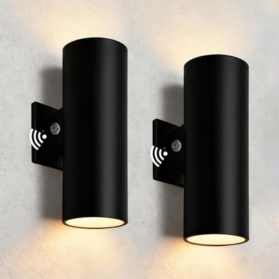 Dusk to Dawn Outdoor Wall Lights, 12'' Up and Down Integrated LED Cylinder Ex...
