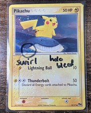 Low Pop 📈2007 Pop Series 5 Pikachu 12/17 CORRECT BACK + SWIRL HOLO BLEED🌀LP/MP