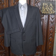 Joseph A Bank Suit 2 Piece Mens 43R 36X28 Dark Charcoal Stripe Wool