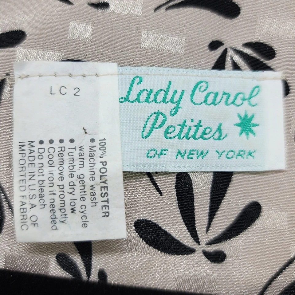 Vintage 80s Skirt Set Size M Beige Black Silky Jacquard Tie Front Oversized  - Image 4 of 4