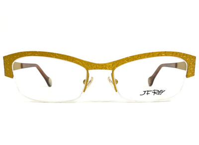 BOZ Eyeglasses Frames VIM 5050 Yellow Cracked Earth Pattern Half Rim 52-18-135