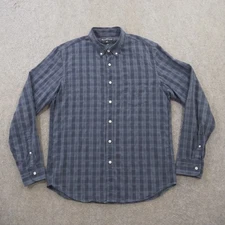 J Crew Shirt Mens Large Blue Button Plaid Up Long Sleeved Mercantile Slim