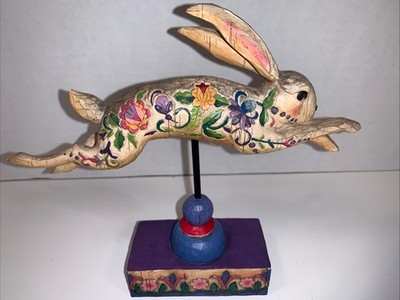 2003 Jim Shore Enesco Group Heartwood Creek Running Rabbit Folk Art Sculpture