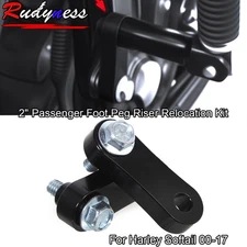 2" Passenger Foot Peg Riser Relocation Kit For Harley Softail FXST FLST 00-17