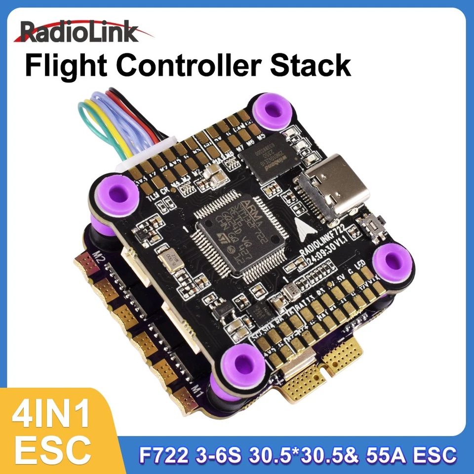 Radiolink F722 Flight Control 128MB Black Box 55A ESC für Hubschrauber-Flugzeuge - Bild 3 von 4