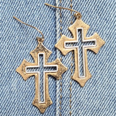E1228 HE2786 Cross Drop Dangle earrings