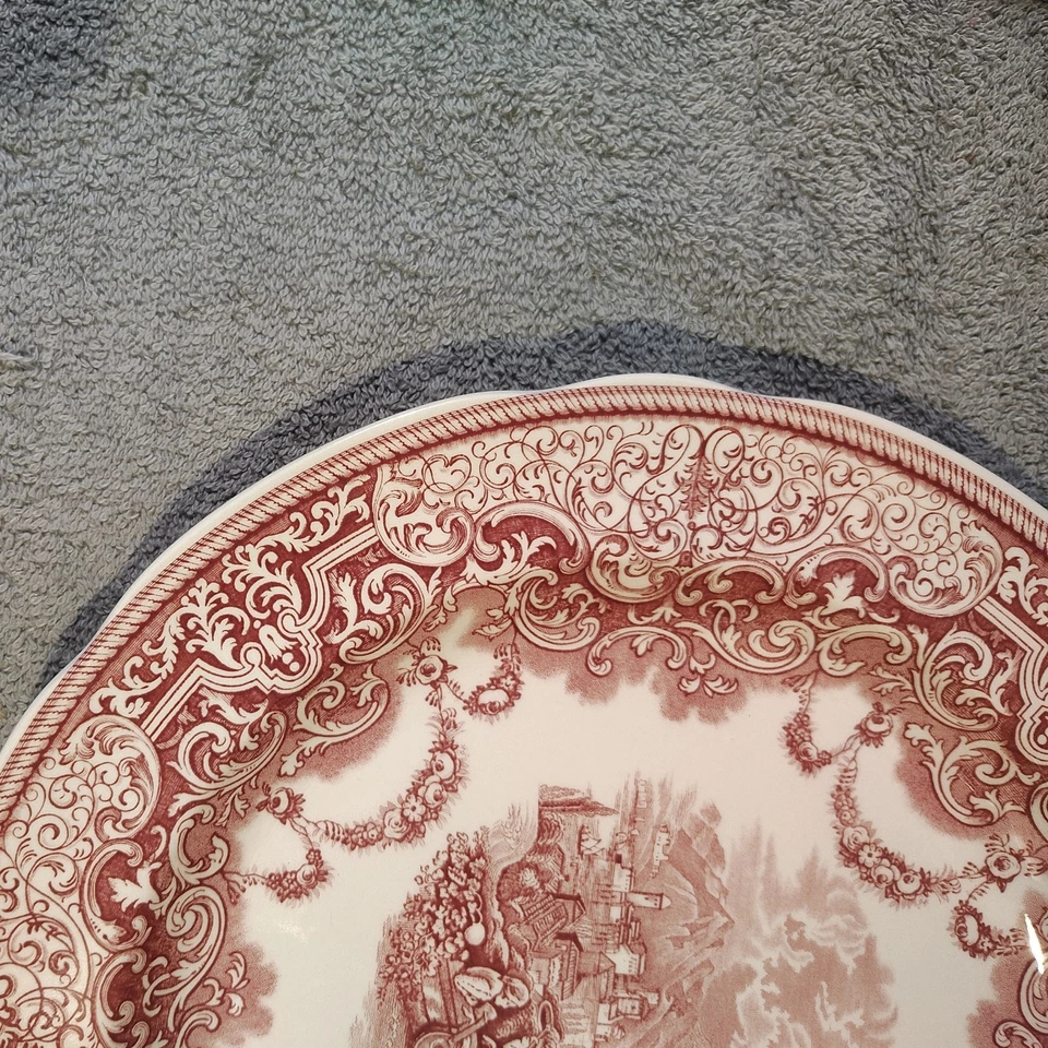 Spode Archive Collection Victorian Series Set Of 2 Dinner Plate Cranberry Pink - Image 3 of 4