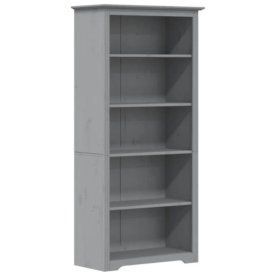vidaXL Libreria BODO 5 Ripiani 82x40x173 cm Legno Massello Pino Grigia - Immagine 4 di 4