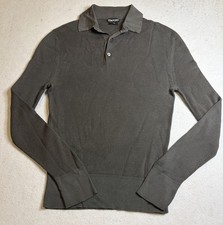 Tom Ford Italy Cotton Viscose Waffle Knit Polo Sweater Long Sleeve 50 Old Money