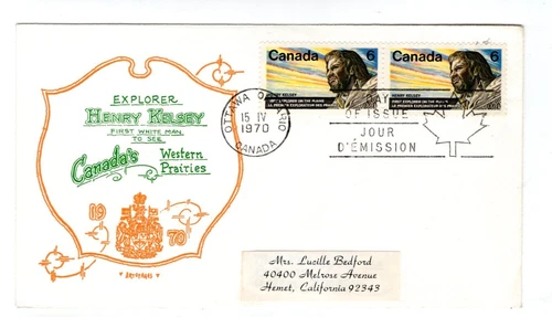 R675 Canada FDC - 1970 Henry Kelsey Issue - Artopages Cachet Cover -