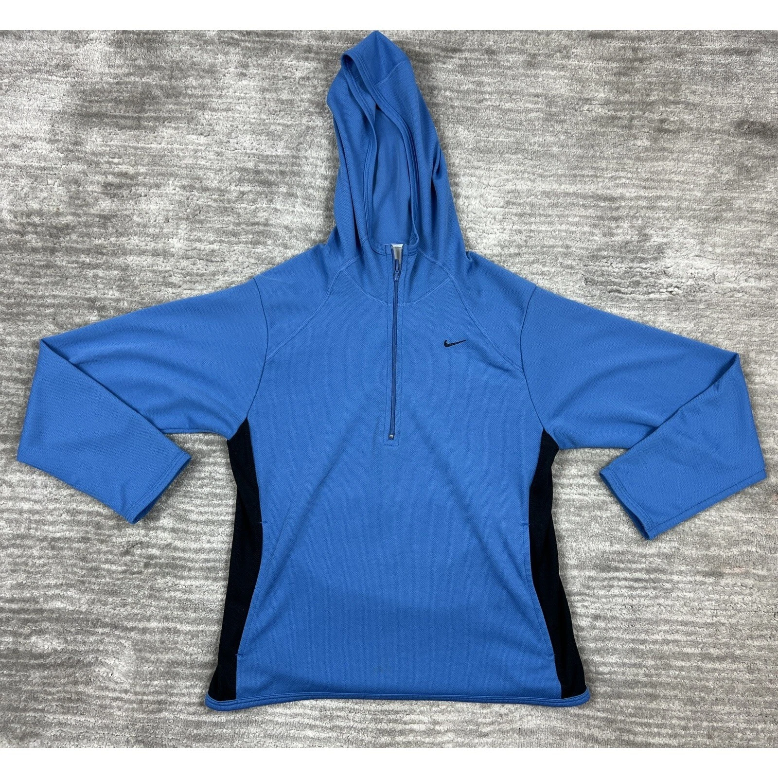Nike Hoodie Women XS Blue Half Zip Pullover Athletic Long Sleeve Side Stripe