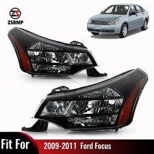 Halogen Headlight For 2009-2011 Ford Focus W Bulb Black Crystal Pair Leftright