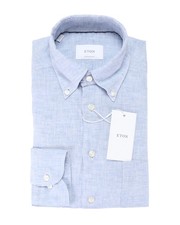 NWT ETON DRESS SHIRT pure linen sky blue luxury Sweden 43 17 contemporary