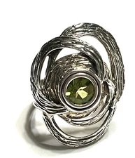 NWOT  HAGIT GORALI STERLING SILVER 925 PERIDOT LOOPS RING SZ 7.5 ISRAEL HG