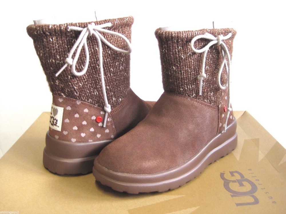 UGG I HEART MINI SLOUCHY WOMEN BOOTS KNIT CHOCOLATE US 5 /UK3.5 /EU 36 /JP 22