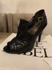 Love Label Black Peep Toe Snake Stiletto Size 6 Ladies Shoes Heels *Fast Send*