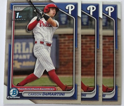 Carson DeMartini 3 Card Lot: 2024 Bowman Draft 1st Bowman Chrome #BCP-89