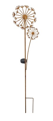 abc HOME Solar Gartenstecker Pusteblume 114cm Edelrost LED Warmweiß Lichtsensor
