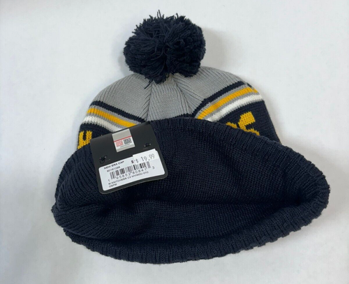 West Virginia Mountaineers NE NCAA Sideline Knit Cheer Hat~ Navy/Gold - Picture 2 of 3