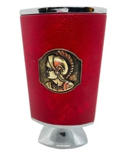 vtg mid-century modern eyeglass holder chrome pedistal 3D Gladiator Crest 1960’s