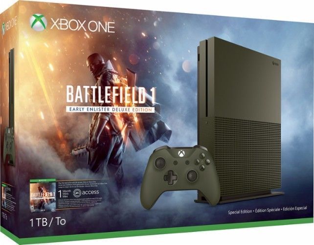 Microsoft Xbox One S Battlefield 1: Military Green Special Edition Bundle  1TB Green Console for sale online