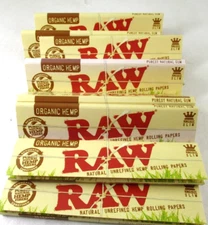 Raw king size slim organic hemp natural unrefined  rolling papers (8 booklets)
