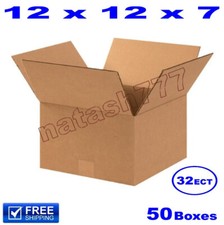 50 - 12x12x7 Cardboard Boxes 32-ECT Mailing Packing Shipping Corrugated Carton