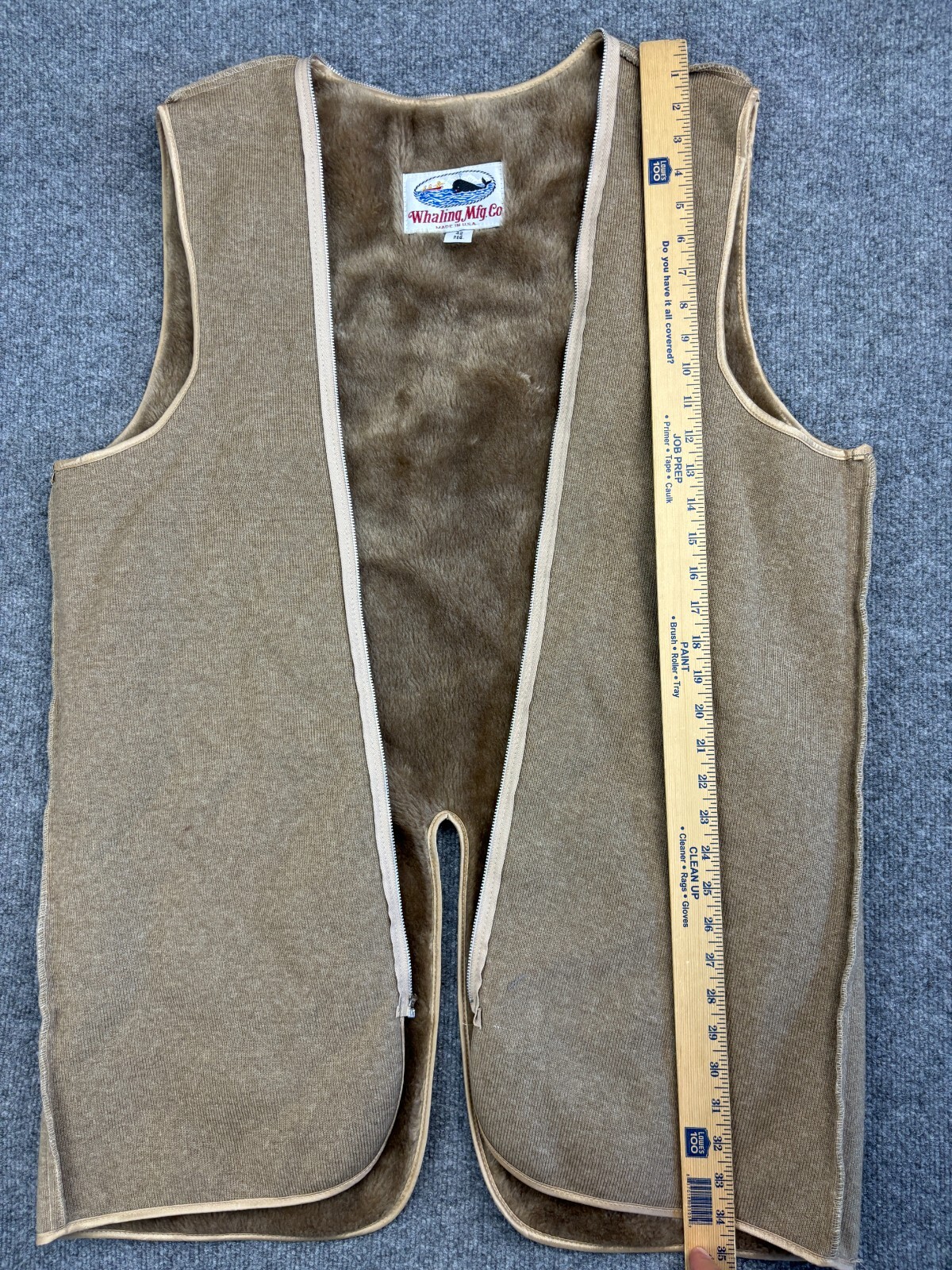 Vintage whaling Mfg Co Vest Men's 42 Red Brown Fleece Lined USA Zip In Liner