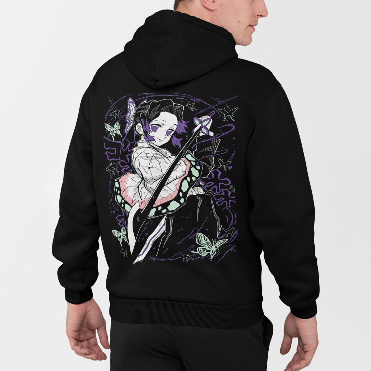 Shinobu Kocho Hoodie Insect Hashira Doma Muzan Demon Slayer Hooded