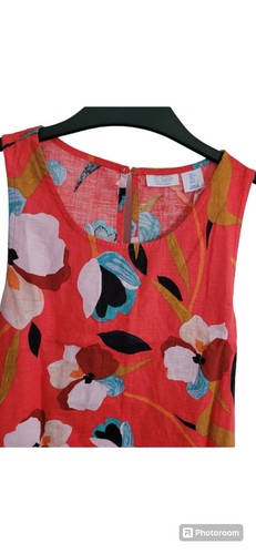 BNWT Sigrid Olsen 100% Linen Designer Sleeveless Floral Summer Dress Size S - Picture 2 of 8