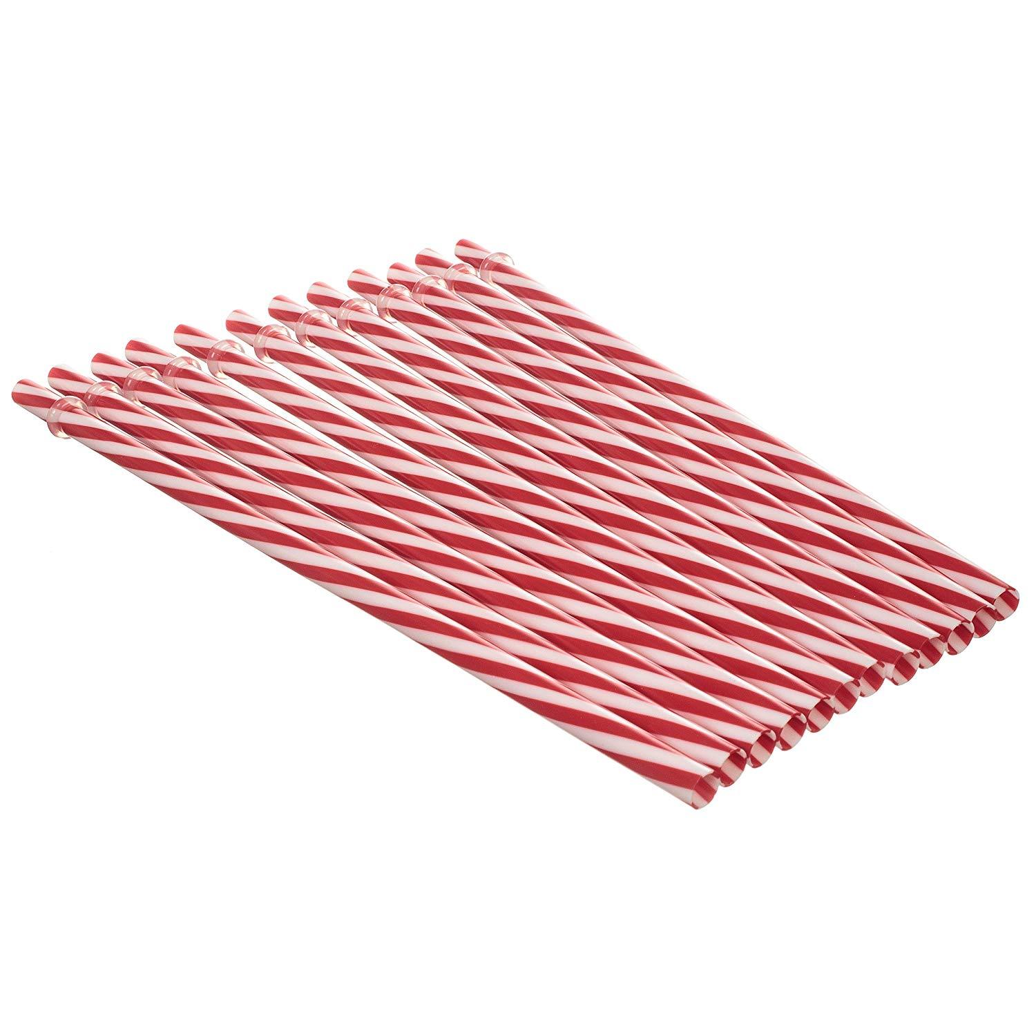 Mixology Re-usable Straw Straws Red White Striped 12 pack